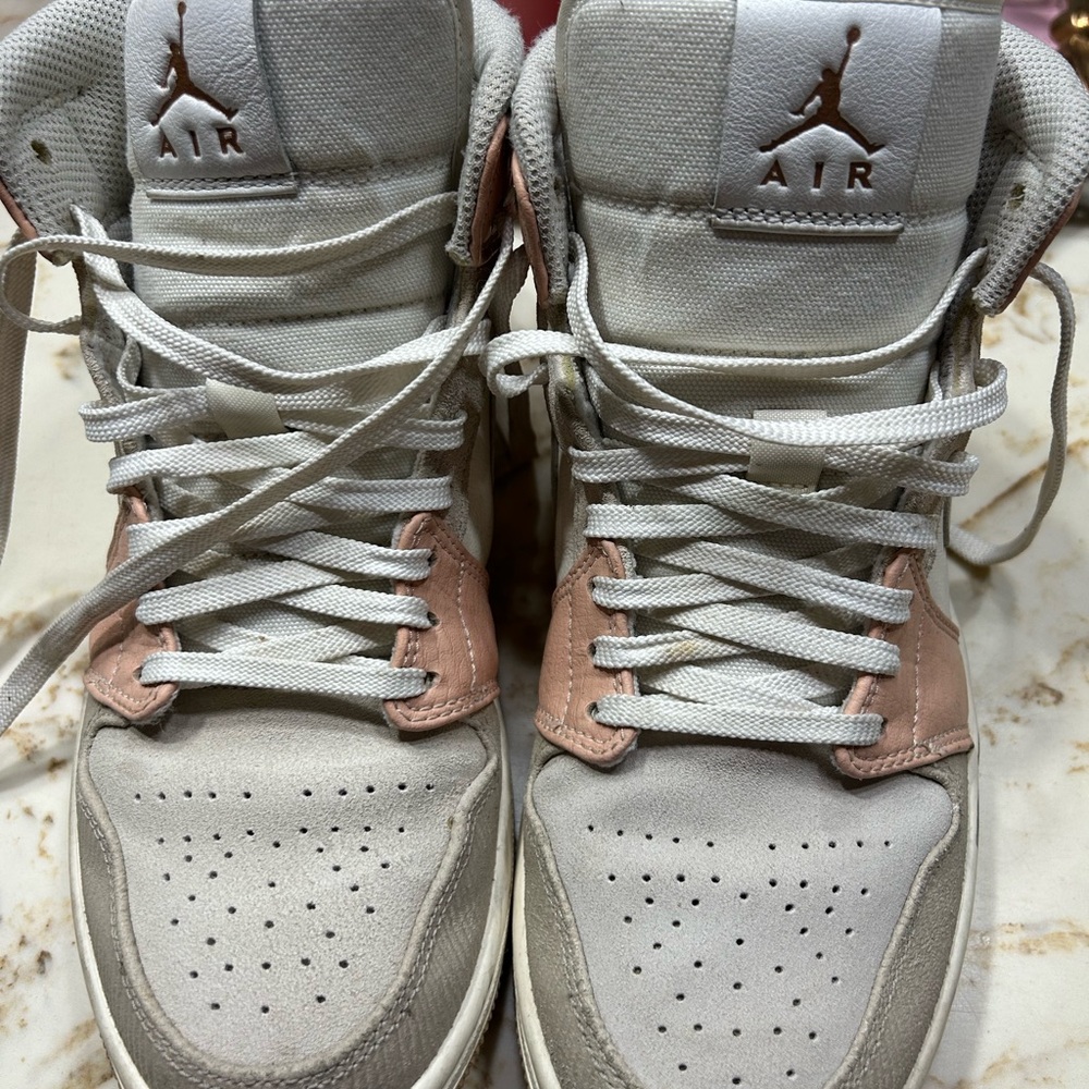 Nike High-Top Sneakers in Off-White & Dusty Rose